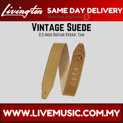 Livingston VLT-25 2.5 Inch Vintage Suede Guitar Strap, Tan ( VLT25 VLT 25 )