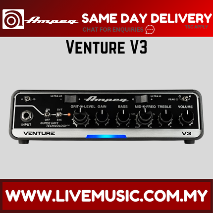 Ampeg VENTURE V3 300 Watt Bass Amplifier Head ( Venture-V3 / VentureV3 )