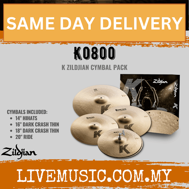 Zildjian K0800 K Series Zildjian Cymbal Set with 14" Hi-Hat, 16" Crash, 18" Crash and 20" Ride ( K-0800 )