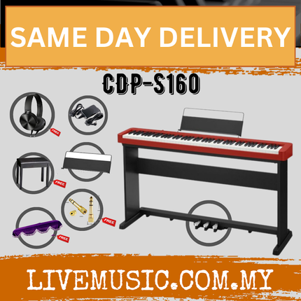 Casio CDP-S160 88-key Digital Piano with Stand, Bench & Headphone - Red ( CDPS160 / CDP S160 )