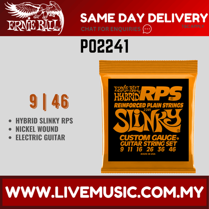 Ernie Ball 2241 Hybrid Slinky Rps Nickel Wound Electric Guitar Strings, 9-46 Gauge