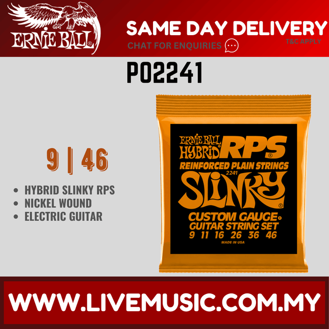 Ernie Ball 2241 Hybrid Slinky Rps Nickel Wound Electric Guitar Strings, 9-46 Gauge