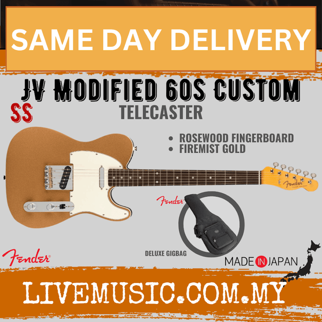 Fender JV Modified 60s Custom Telecaster Electric Guitar, RW FB, Firemist Gold