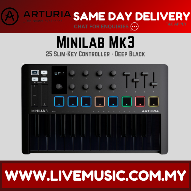Arturia Minilab 3 25-Key Midi Controller - Deep Black (Minilab MK3 / Minilab3)