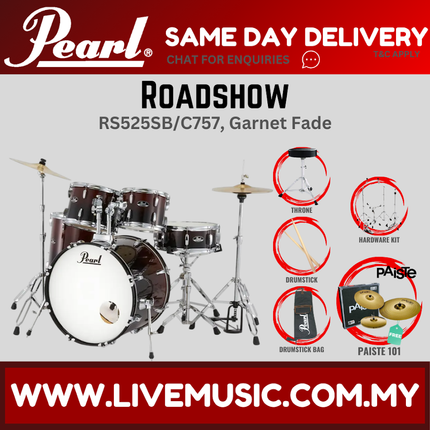 Pearl Roadshow RS525SB/C Drum Set with Paiste 101 Brass Cymbal set, Drum Throne