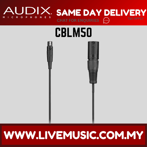 Audix CBLM50 50" FT Mini XLRF to Standard XLRM Microphone Cable Black (CBL M50/CBL-M50)