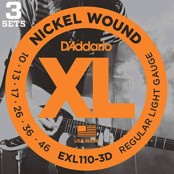D'Addario EXL110-3D - 3 Pack Nickel Wound Electric Strings, Regular Light (10-46)(DAddario/EXL110)