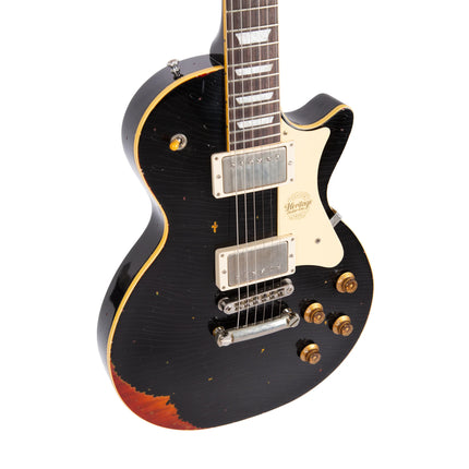 Heritage Custom Shop Core Collection H-150 Electric Guitar, Ebony over Dark Cherry Sunburst, Artisan Aged - ( H150 H 150 )