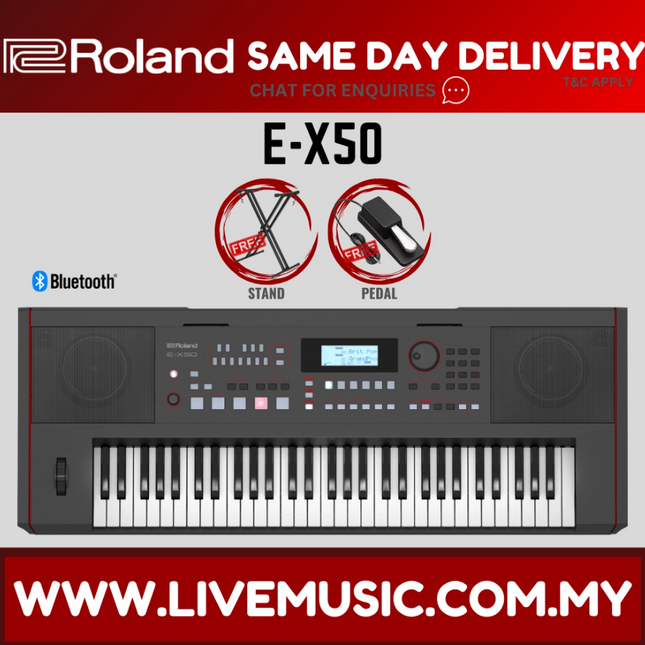 Roland E-X50 61-key Arranger Keyboard With Keyboard Stand, Damper Pedal And Adapter - Black ( EX50 / E X50 )