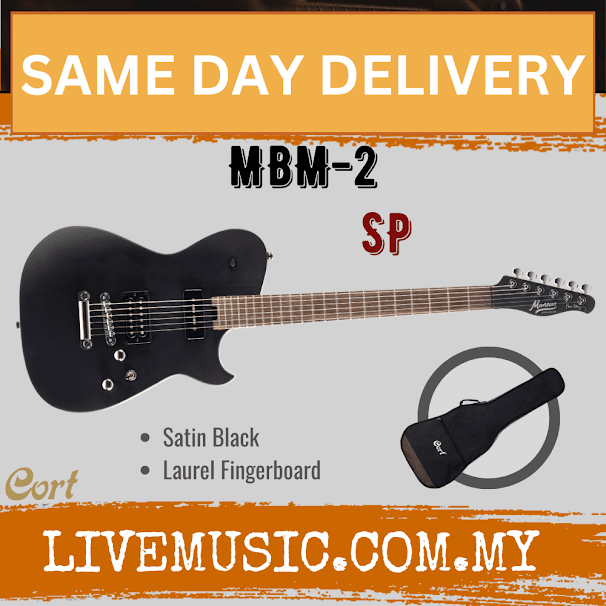 Cort MBM-2P Electric Guitar W/Bag - Satin Black ( MBM2P / MBM 2P )