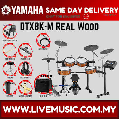 Yamaha DTX8K-M Electronic Drum Set With NUX PA-50 Amplifier And Drum Throne - Real Wood ( DTX8 / DTX8K / DTX8KM )