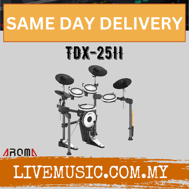 AROMA TDX25-II Digital Drum Set With Mesh Finish Drum Pad & Kick Tower w/Drumstick And Drum Throne (TDX 25 / TDX25II / TDX-25-2 )