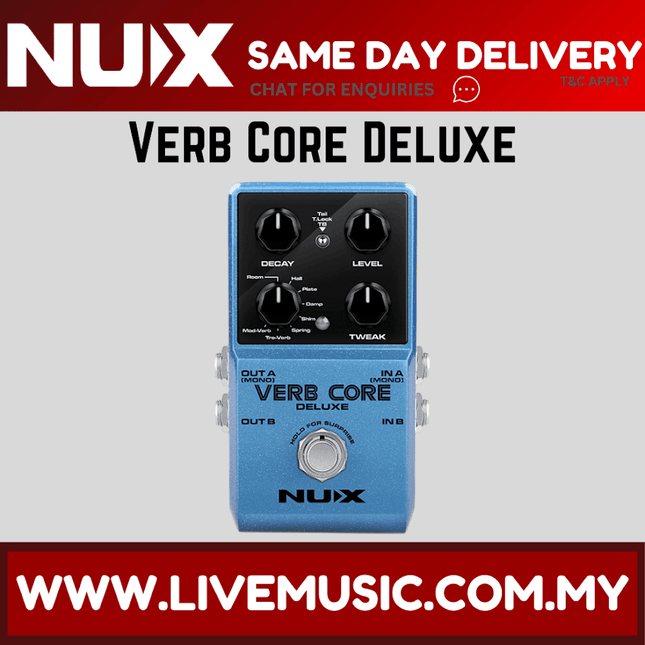 NUX Verb Core Deluxe 8 Reverb Type Electric Guitar Effect Pedal