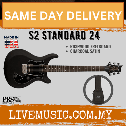 PRS S2 Standard 24 Electric Guitar w/Bag, Charcoal Satin