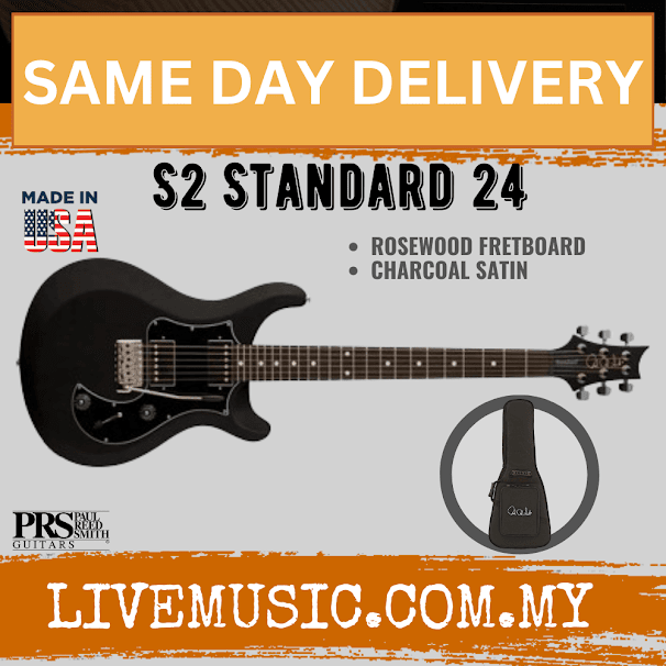 PRS S2 Standard 24 Electric Guitar w/Bag, Charcoal Satin