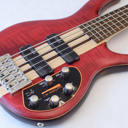Cort A5 Plus FMMH 5-String Bass Guitar Rosewood Fretboard with Bag - Open Pore Black Cherry (A-5/A 5)