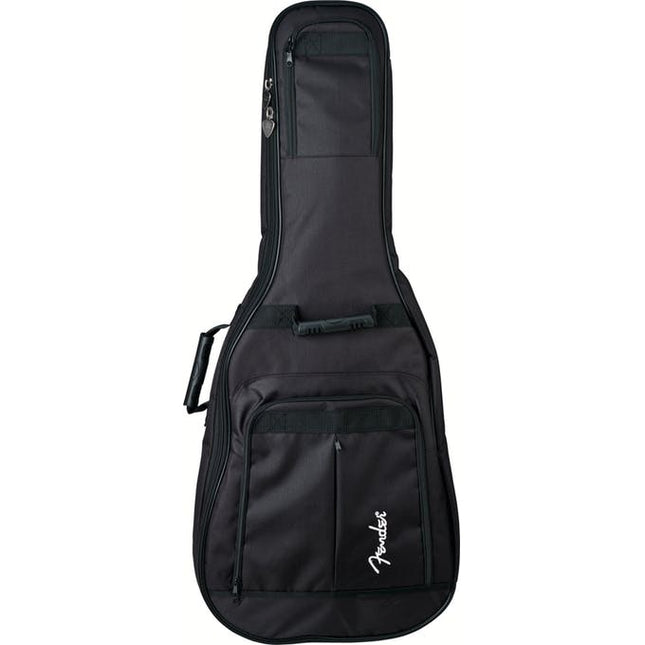 Black semi-hollow bass gig bag with zip front and front accessory pocket