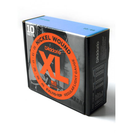 D'Addario EXL110-10P - 10 Pack Nickel Wound Electric Strings, Regular Light (10-46)(DAddario/EXL110)