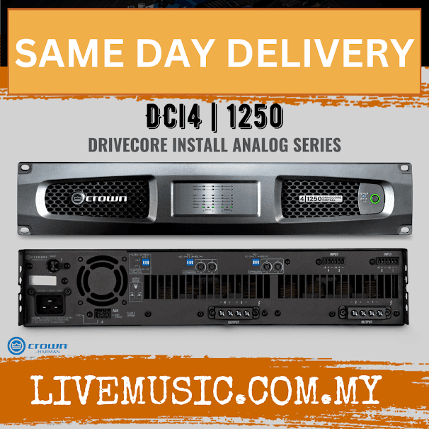 Crown DCi 4|1250 Four-channel, 1250W @ 4Ω Analog Power Amplifier, 70V/100V ( DCi-4|1250 / DCi4|1250 )