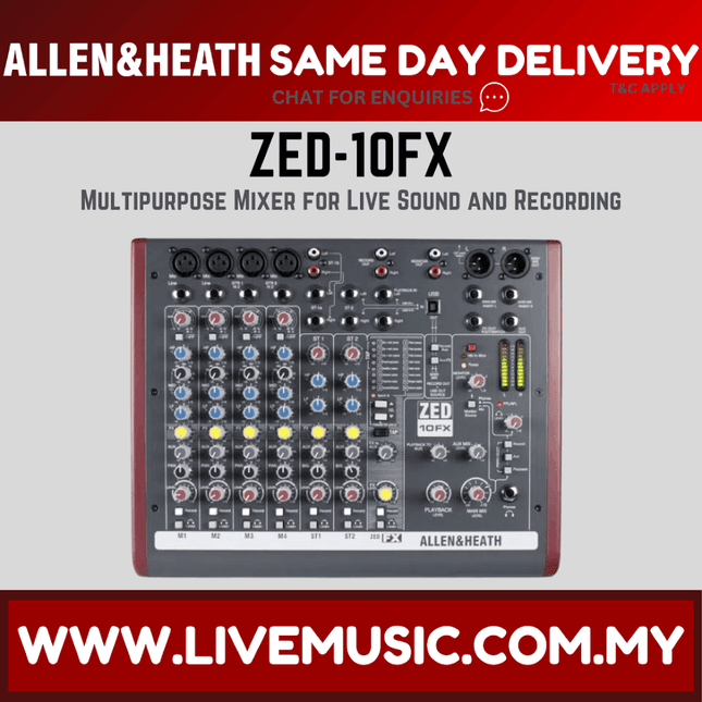 Allen & Heath ZED-10FX Mixer with USB and Effects ( ZED10FX / ZED 10FX )