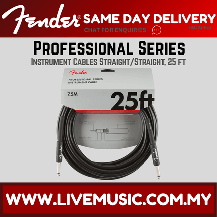 Fender Professional Series Instrument Cable, 25ft - Black
