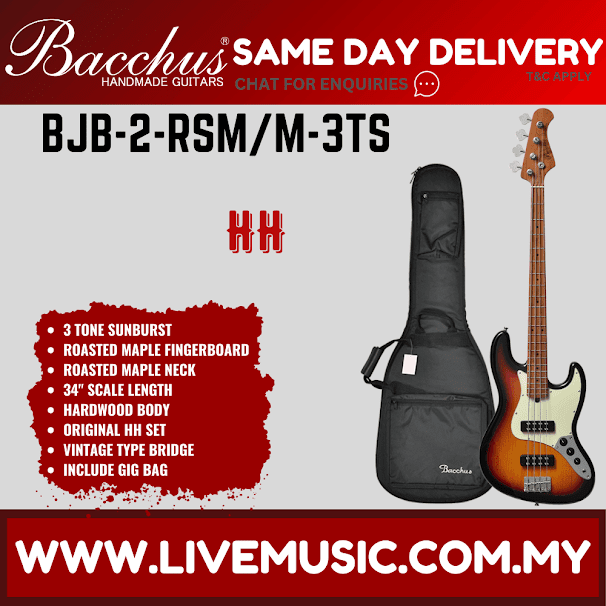 Bacchus BJB-2-RSM/M Jazz Bass HH Guitar - Without Accessories ( BJB2RSM BJB2 RSM )