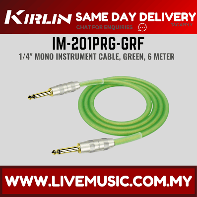 Kirlin Cable IM-201PRG Instrument Cable Mono Plug 3/6 Meter Guitar Cable - Green/Purple/Red/Yellow (IM 201PRG/IM201PRG)