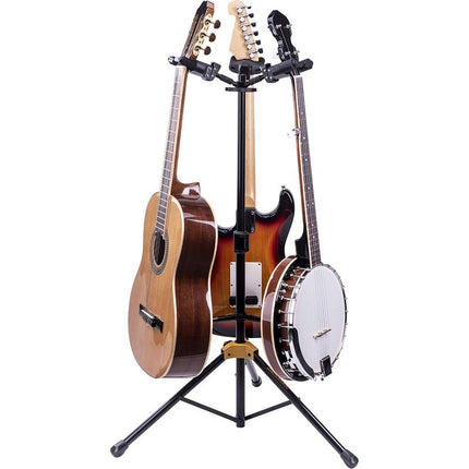 Hercules GS432B Plus Universal AutoGrip Triple Guitar Stand with Foldable Backrest (GS432B)