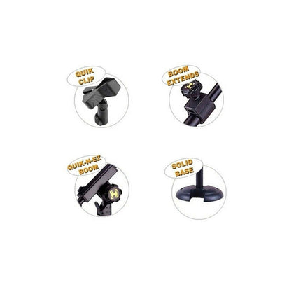 Hercules MS120B Low Profile H-Base Mic Stand with Boom and Mic Clip (MS120B)