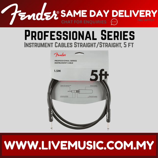 Fender Professional Series Instrument Cable, 5ft, Black