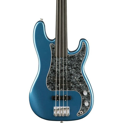 Fender Tony Franklin Fretless Precision Bass Guitar, Ebony Fretboard with Deluxe Hardshell Case - Lake Placid Blue