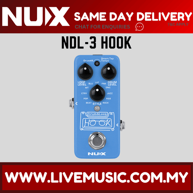 NUX HOOK NDL-3 Drum & Loop Mini Looper Electric Guitar Pedal With Auto Tempo Detection ( NDL3 / NDL 3 )