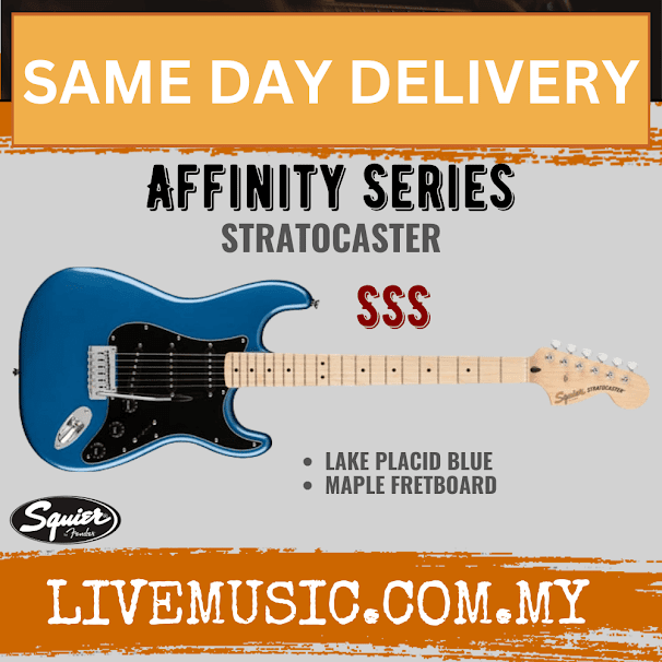 Squier Affinity Series Stratocaster Electric Guitar, Maple Fretboard - Lake Placid Blue