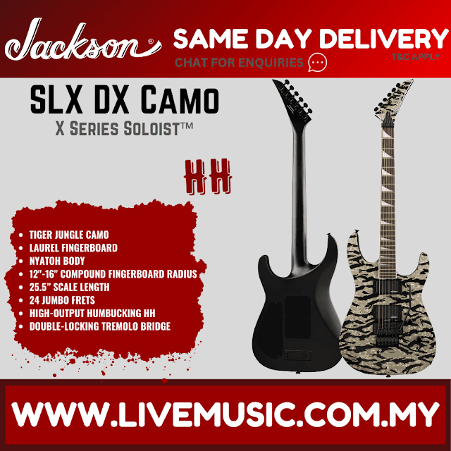 Jackson X Series Soloist SLX DX Camo Electric Guitar, Laurel FB, Tiger Jungle Camo