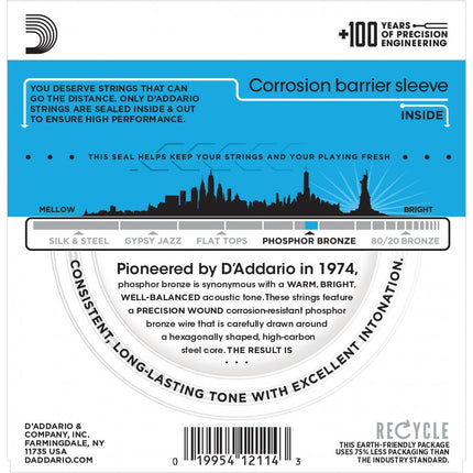 D'Addario EJ16 - Phosphor Bronze Acoustic Strings, Light (12-53)(DAddario)