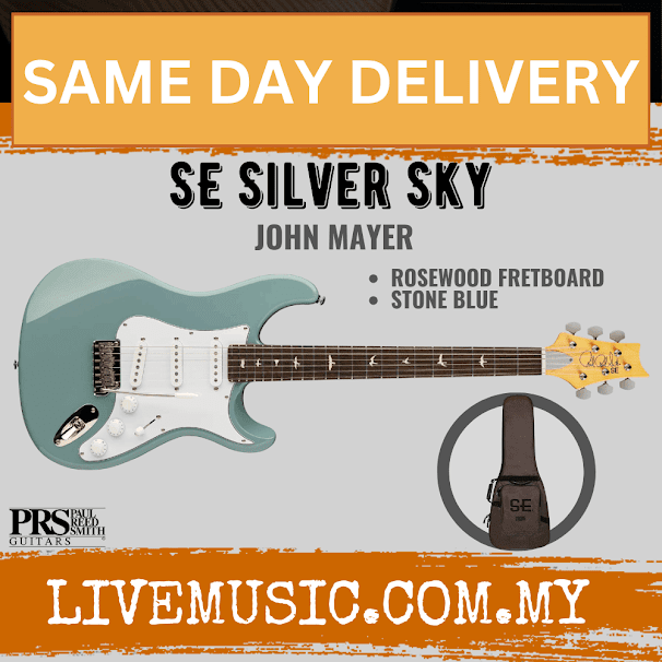 PRS SE Silver Sky Electric Guitar, Stone Blue