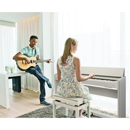 Roland F-701 *NEW MODEL* 88-key Digital Home Piano with RH5 Headphone - White (F701/F 701/RH-5) Replace For F-140R/F140R