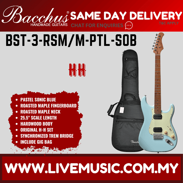 BACCHUS BST-3-RSM/M-PTLSOB UNIVERSE SERIES ROASTED MAPLE ELECTRIC GUITAR - PASTEL SONIC BLUE ( BST3 / BST3RSMM / BST 3 RSM M )