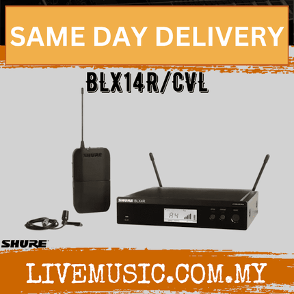 Shure BLX14R/CVL Wireless Rack-mount Presenter System, BLX4R Wireless Receiver, BLX1 Bodypack Transmitter & CVL Lavalier Microphone ( BLX14R-CVL / BLX14RCVL )