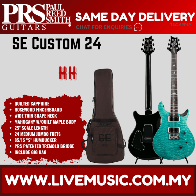 PRS SE Custom 24 Electric Guitar w/Quilt Package, Sapphire / Amethyst