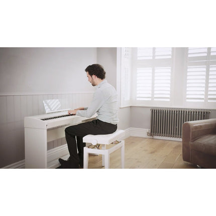 Roland FP-90X 88-key Digital Piano with Piano Stand, Bench, RH5 Headphones, Note Stand, 3-Pedal - White ( FP90X / RH-5)