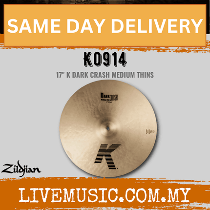 Zildjian 17" K Series Dark Medium Thin Crash Cymbal (K0914)