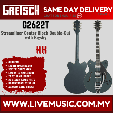 Gretsch G2622T Streamliner Centre Block Guitar w/Bigsby, Gun Metal