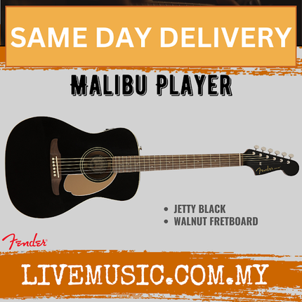 Fender California Malibu Player Small-Bodied Acoustic-Electric Guitar - Jetty Black