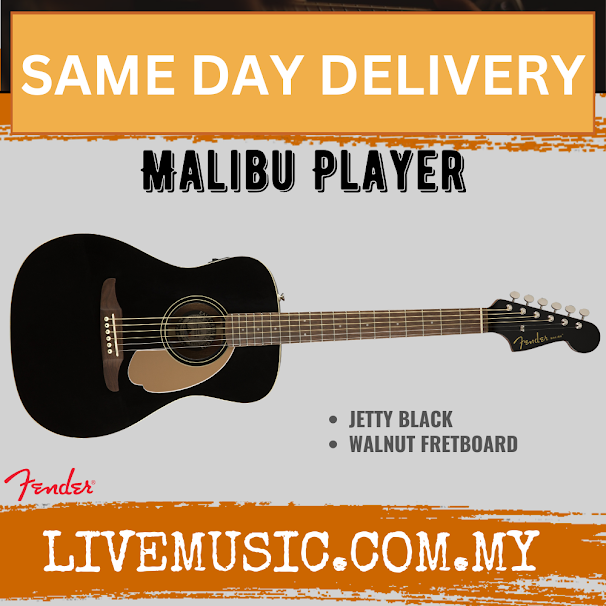 Fender California Malibu Player Small-Bodied Acoustic-Electric Guitar - Jetty Black