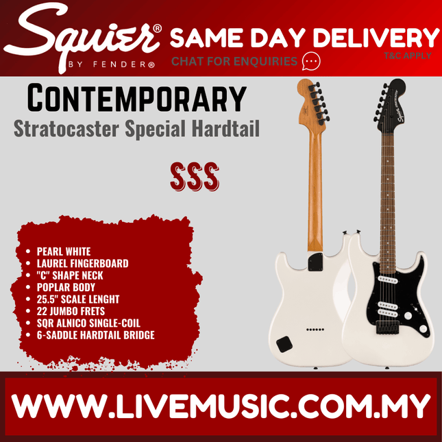 Squier Contemporary Stratocaster Special Hardtail Electric Guitar, Laurel Fretboard - Pearl White