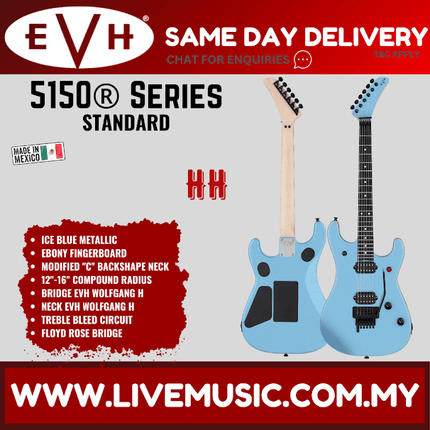 EVH 5150 Series Standard Electric Guitar, Ebony FB, Ice Blue Metallic