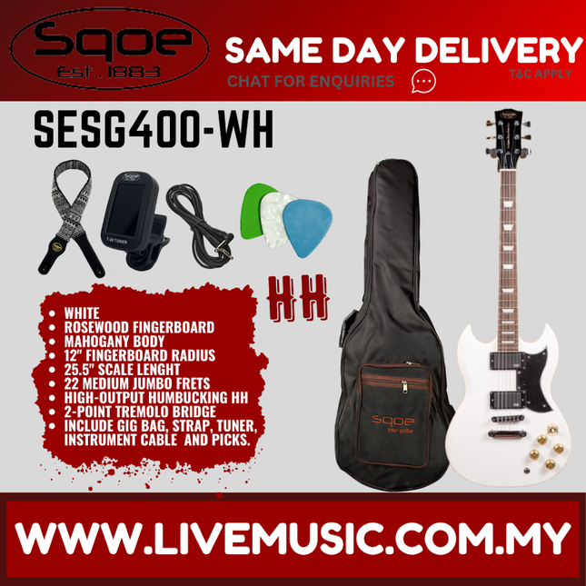 SQOE SESG400 SG Standard Electric Guitar Rosewood Fretboard - ( SESG-400 / SESG 400 )
