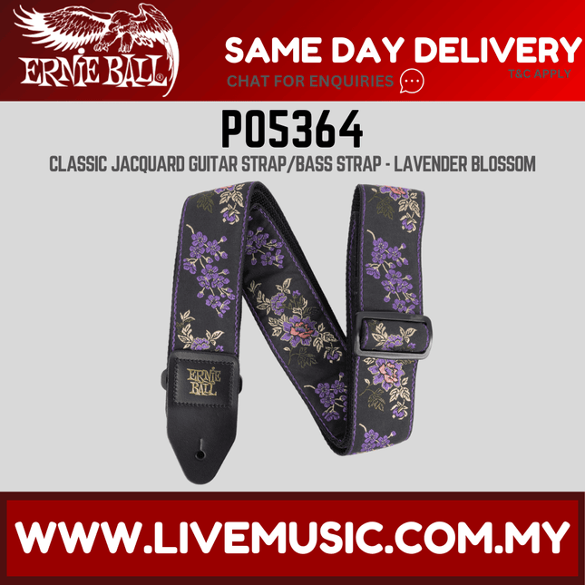 Ernie Ball 5364 Classic Jacquard Guitar Strap, Lavender Blossom