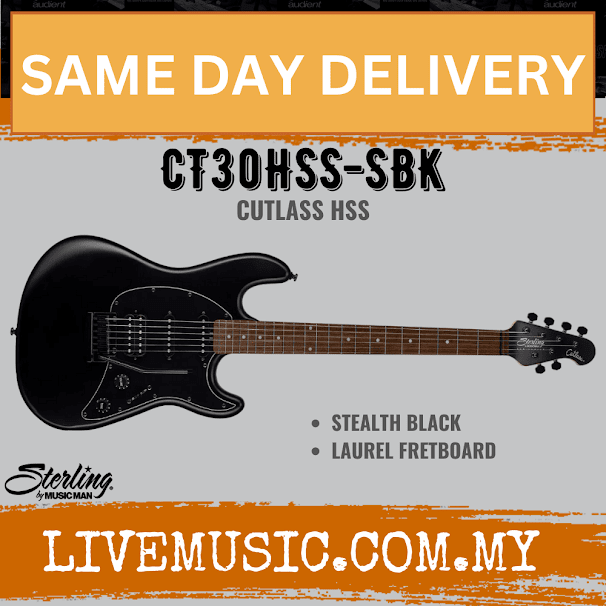 Sterling by Music Man Cutlass CT30HSS Electric Guitar, Black (CT30 HSS/CT30-HSS)